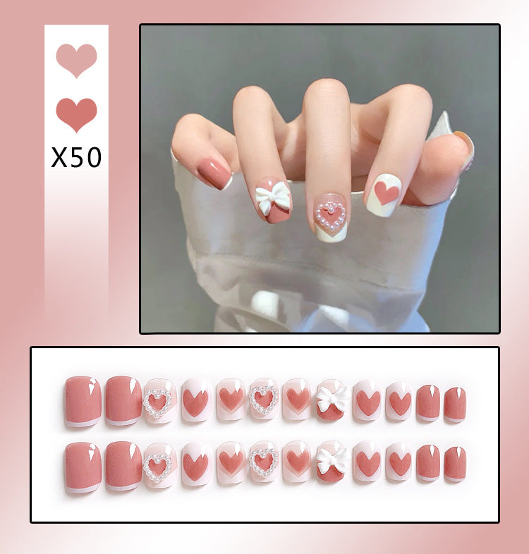 Fashion  nail Handmade Wear Nail Wholesale Internet Hot Diamond in the Debris Butterfly Glitter Nail Tips Finished Product Nail Patch Jelly Glue
