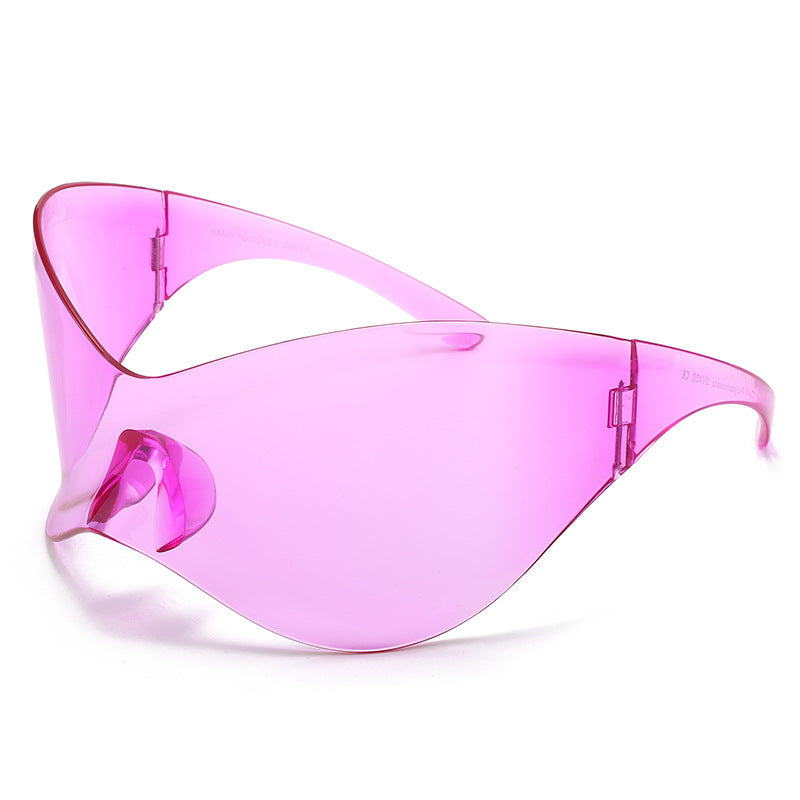 Women's fashion glasses 2023欧美大框太阳镜女潮Y2K千禧无框骑行墨镜男款跨境亚马逊爆款