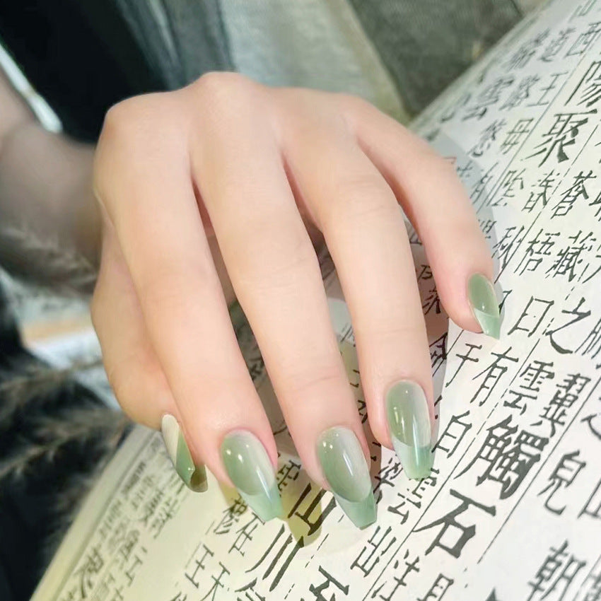 Fashion  nail Pure Want to Wear Manicure Purple Gradient French Fake Nail Patch Removable Wear Nail Wholesale Manicure W4w5