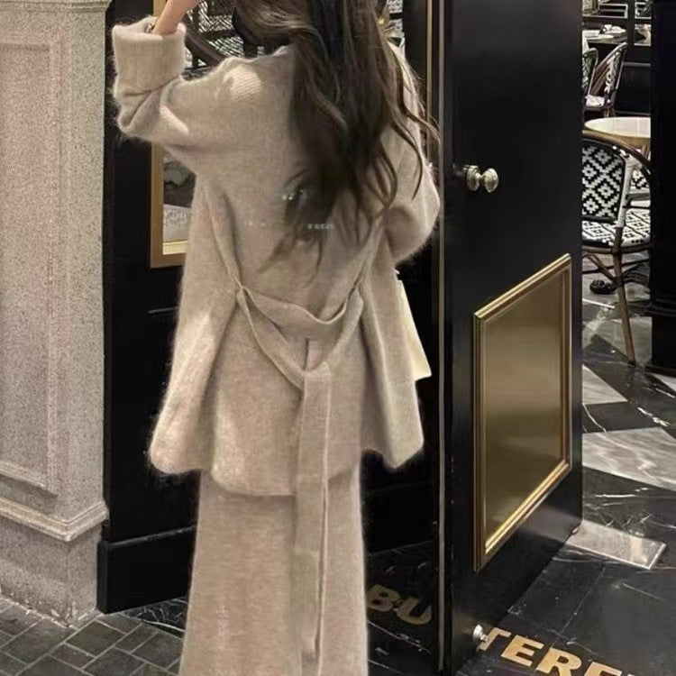 Free shipping Tattoo 2024 new autumn small knitted inner dress children's autumn and winter high-end wear suit long dress