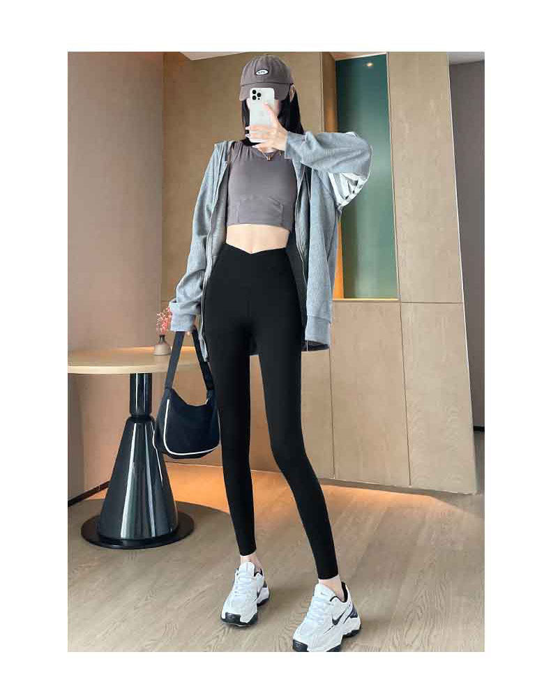 The fifth generation Fashion women's wear Cross Waist Shark Pants   Skinny Yoga Pants High Waist Shaping Yoga Weight Loss Pants Outerwear Leggings