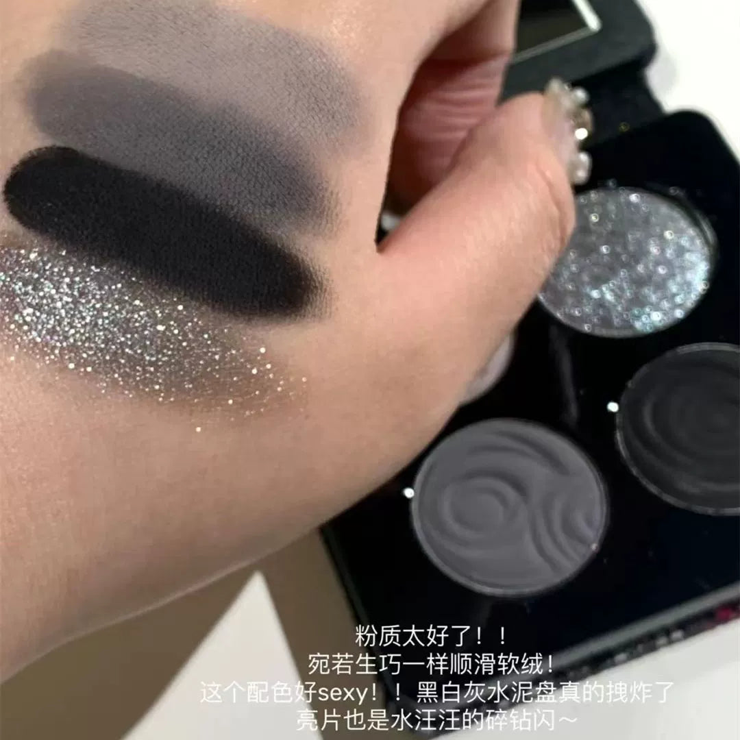 高颜值万花系四色蕾丝眼影盘黑灰色冷萃棕大地哑光盘小众平价学生
