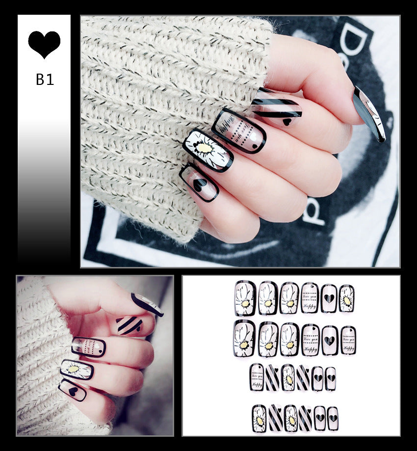 Fashion  nail Wear Finished Nail Beauty Popular Short Fake Nail Patch 24 Pieces Boxed Finished Patch in Stock Collection