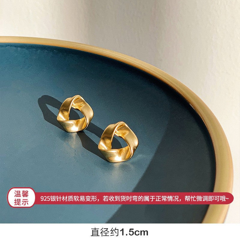 珠宝耳饰925银针复古金色几何圆圈耳坠韩国东大门小众百搭耳环潮简约耳饰