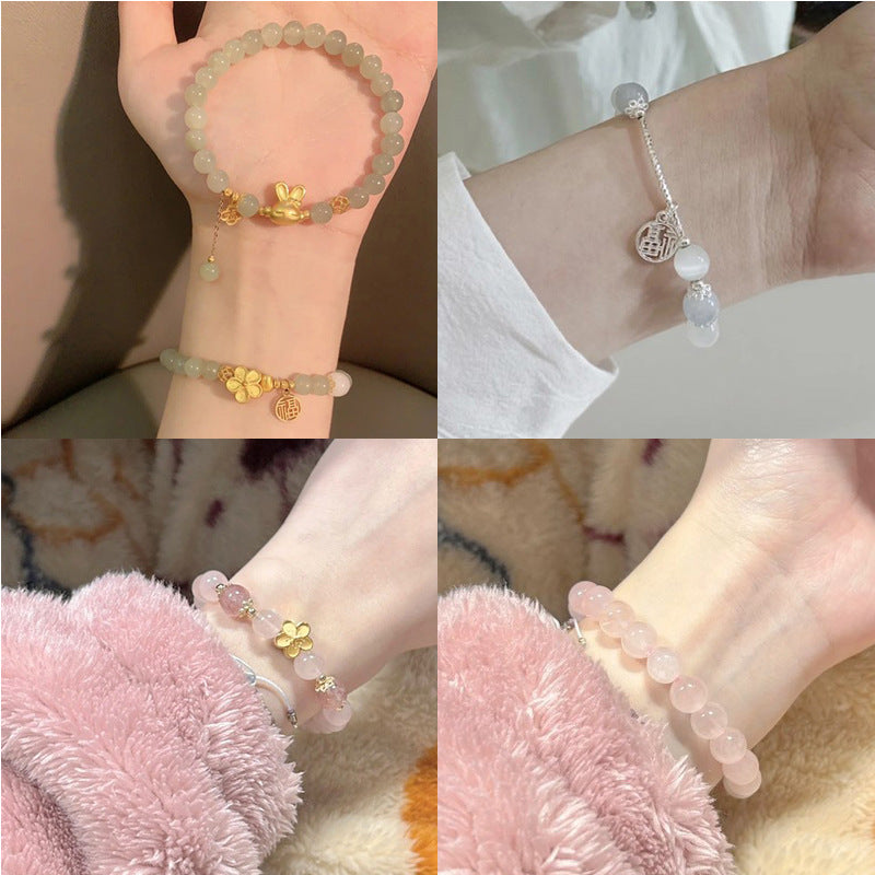 珠宝首饰新中式猫眼石手工串珠手链甜美小清新手串小众高级感百搭手饰批发
