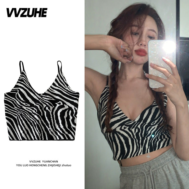Dopamine tops Free shipping Tattoo Pink Dopamine Wear Seaside Small Suspender Female Sexy Neck Wear Vest Sweet Spicy Thai Top Spice Girl Summer