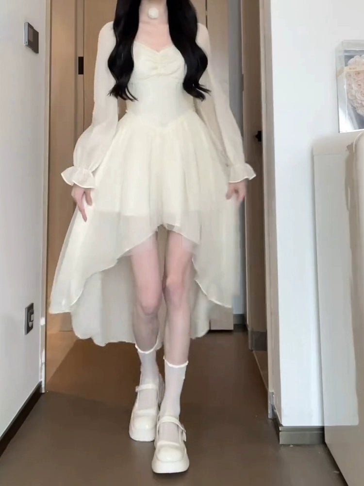 Fashion women's wear Small White Dress Female 2024 New Early Spring Wear Tea Break French Fairy First Love Princess Long Dress