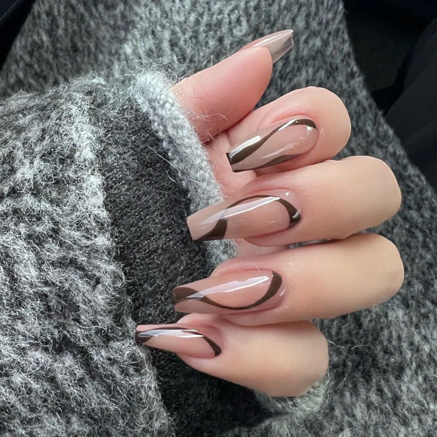 Fashion  nail Wearable Nail Sticker Chessboard Grid Wearable Nail Piece Nail Shaped Piece Removable Nail Patch Finished Product Y13