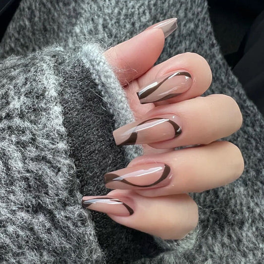 Fashion  nail Wearable Nail Sticker Chessboard Grid Wearable Nail Piece Nail Shaped Piece Removable Nail Patch Finished Product Y13