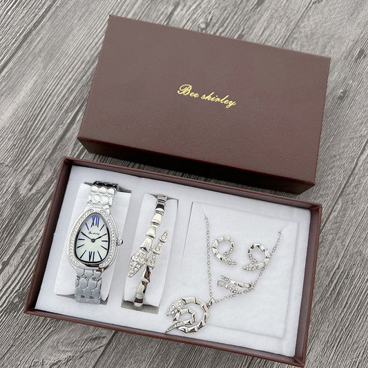 Fashion women's watchIn Stock Wholesale Women's Watch Elegant Fashion Steel Watch Women's Light Luxury Minority Creative Snake-Shaped Full Diamond Quartz Watch