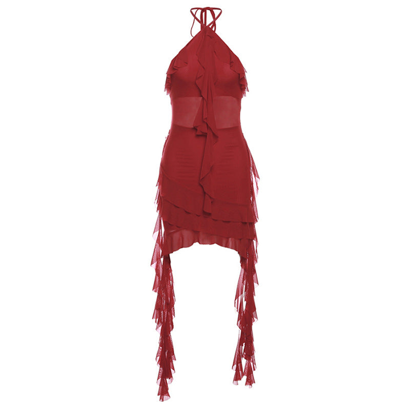 Free shipping  autumn and winter new women's clothing solid color slim-fitting high-waisted street fashion neck halter dress tops