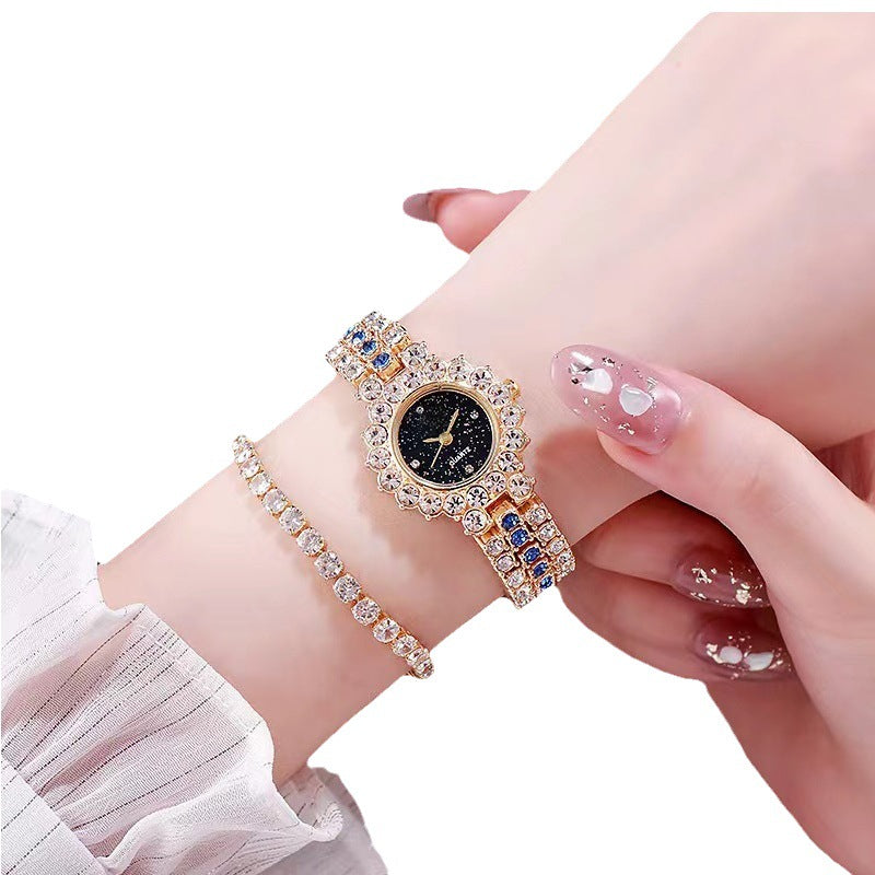 Fashion women's watchStarry round Cross-Border E-Commerce Gem Series Small Green Watch Women's Watch Bracelet Watch Starry Sky Plate Trending on TikTok Pack