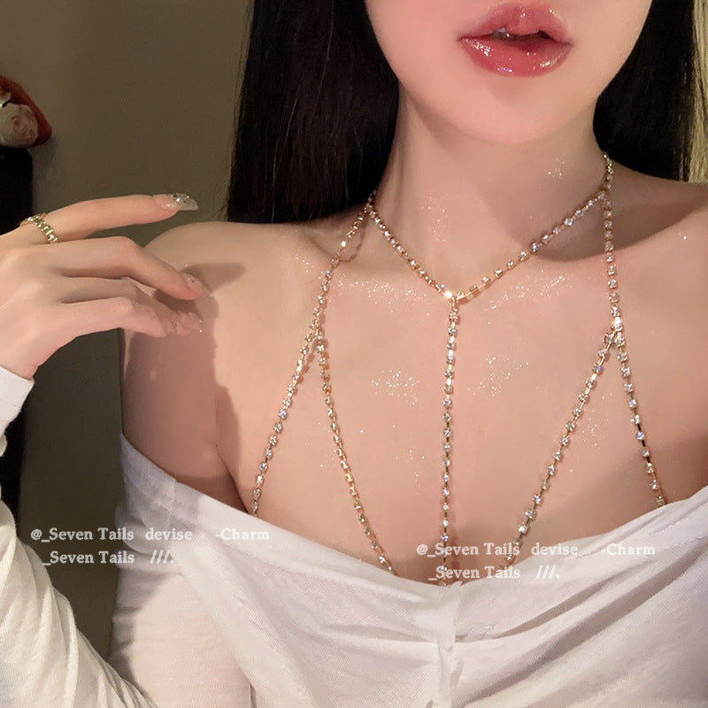配饰胸针欧美小众胸链身体链比基尼bikini锁骨链性感ins网红爆款性感配饰