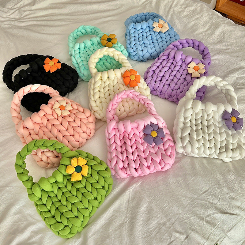 Dopamine Bag Free shipping Tattoo Dopamine flower Icelandic wool bag DIY hand-woven bag thick wool material bag hand-woven homemade women's bag