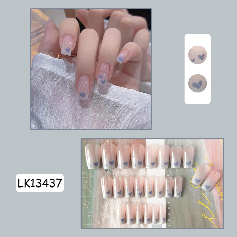 海洋爱心穿戴甲爱心指甲贴片渐变美甲片新款假指甲美甲贴片成品甲