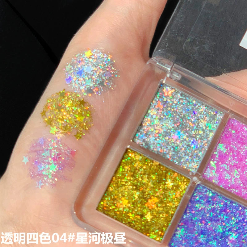 DIKALU 4色眼影盘ins超火 化妆品珠光防水美妆四色亮片四宫格眼影