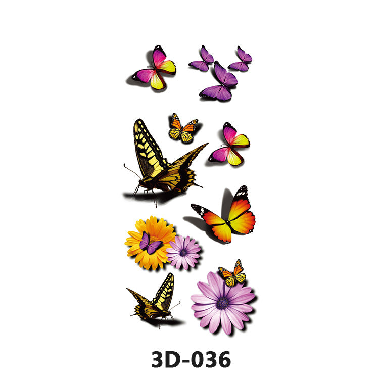 Free shipping Tattoo In Stock Wholesale 3D Butterfly Waterproof Sweatproof Female Stereo Emulational Creative Temporary Stickers Europe and America Cross Border Butterfly Tattoo Sticker