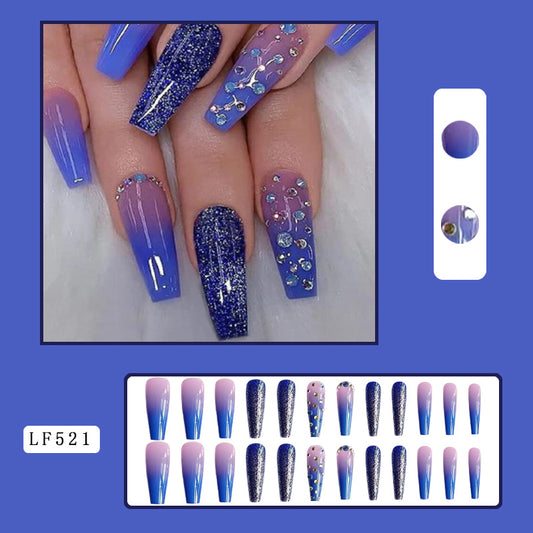 Press on nails渐变点钻芭蕾甲穿戴甲欧美长款美甲甲片穿戴甲批发
