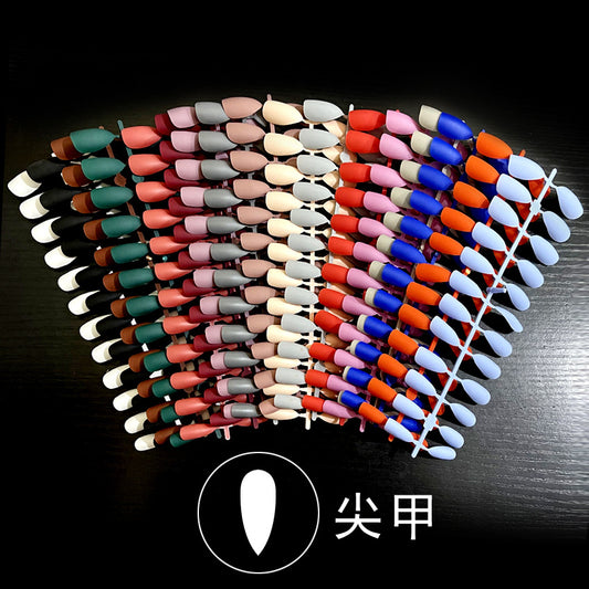 Fashion  nail Pointed Toe Nail Tip Solid Color Frosted and Matte Whole Fake Nails Wear Nail Nail Stickers Nail Finished Product Detachable