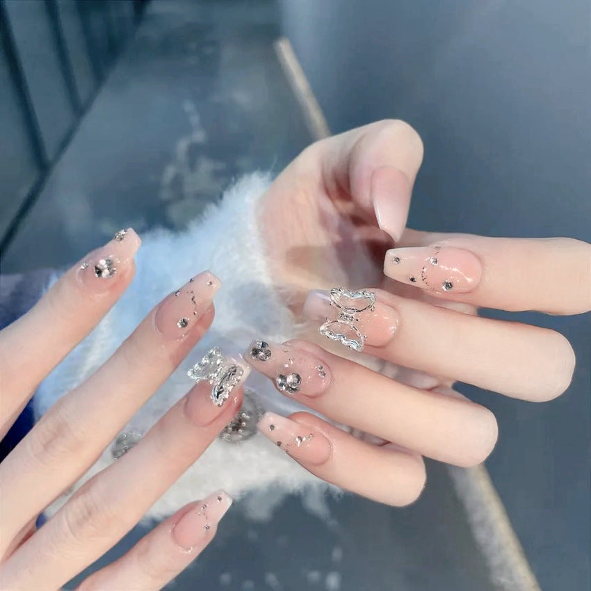 Fashion  nail Pure Want to Wear Nail Art Ice through Butterfly Love Fake Nail Patch Removable Wear Nail Wholesale Nail Art X84