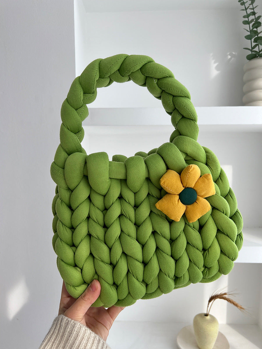 Dopamine Bag Free shipping Tattoo Dopamine flower Icelandic wool bag DIY hand-woven bag thick wool material bag hand-woven homemade women's bag