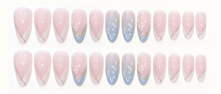 Fashion  nail European and American Wear Nail Polish French Gradient Milky White Blooming Source Wear Nail Wearable Nail Patch W20