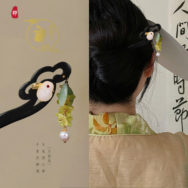 头饰发簪国潮花朵流苏发簪新中式步摇小清新发钗古风旗袍汉服百搭发饰批发