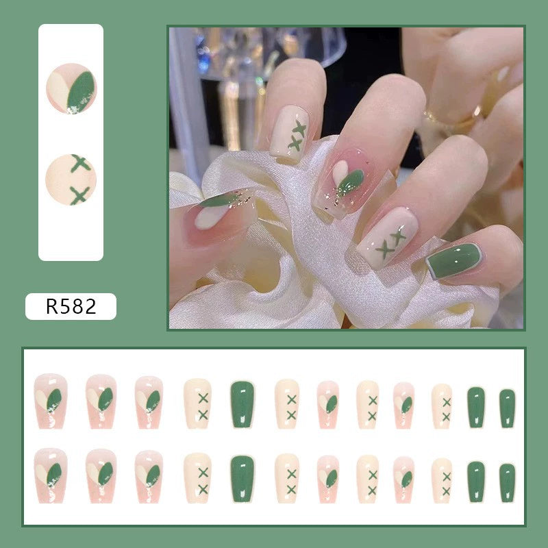 (Hand-made nail) French nail armor long black small fragrance simple white high-grade sense nail piece bride pregnant woman finished product.