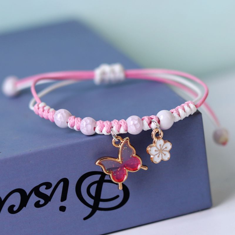 首饰手链Rinhoo Fashion Handmade Purple Butterfly Flower Bracelet For