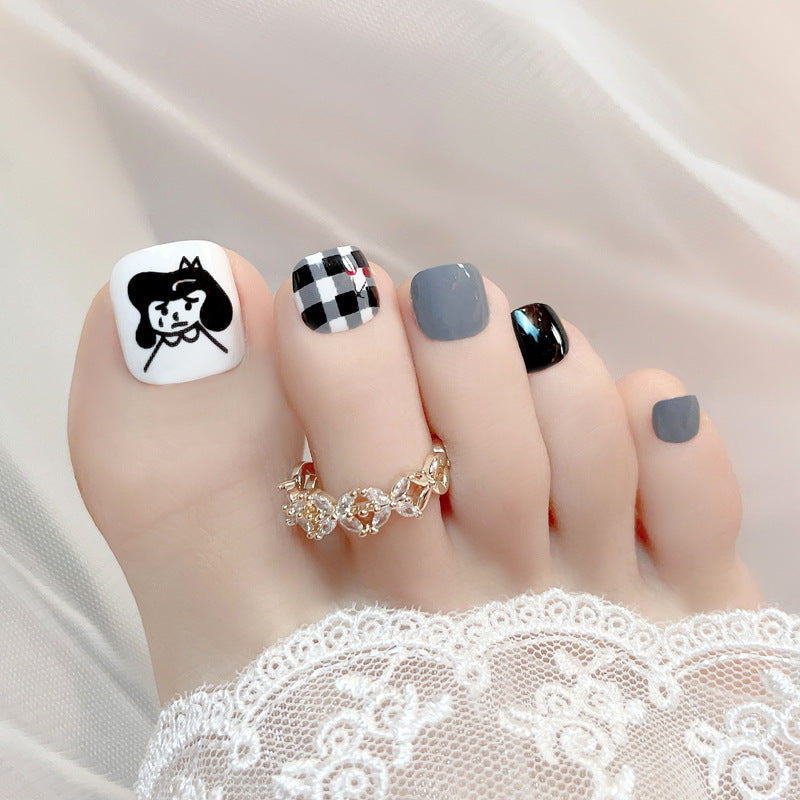 Fashion  nail Fresh Manicure Wear Nail Ins Cute Girl Mori Style Nail Patch Toe Nail Toe Nail Manicure J9