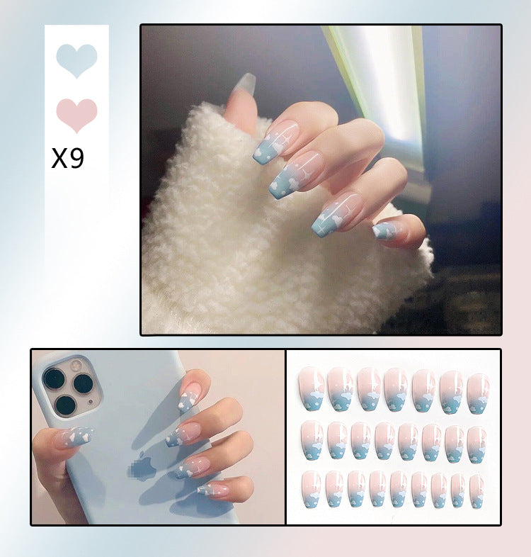 Fashion  nail Online Influencer Pop Fake Nails Wear Armor Finished Product Nail Tip Nail Stickers Removable Nail Patch Anti-24 Pieces