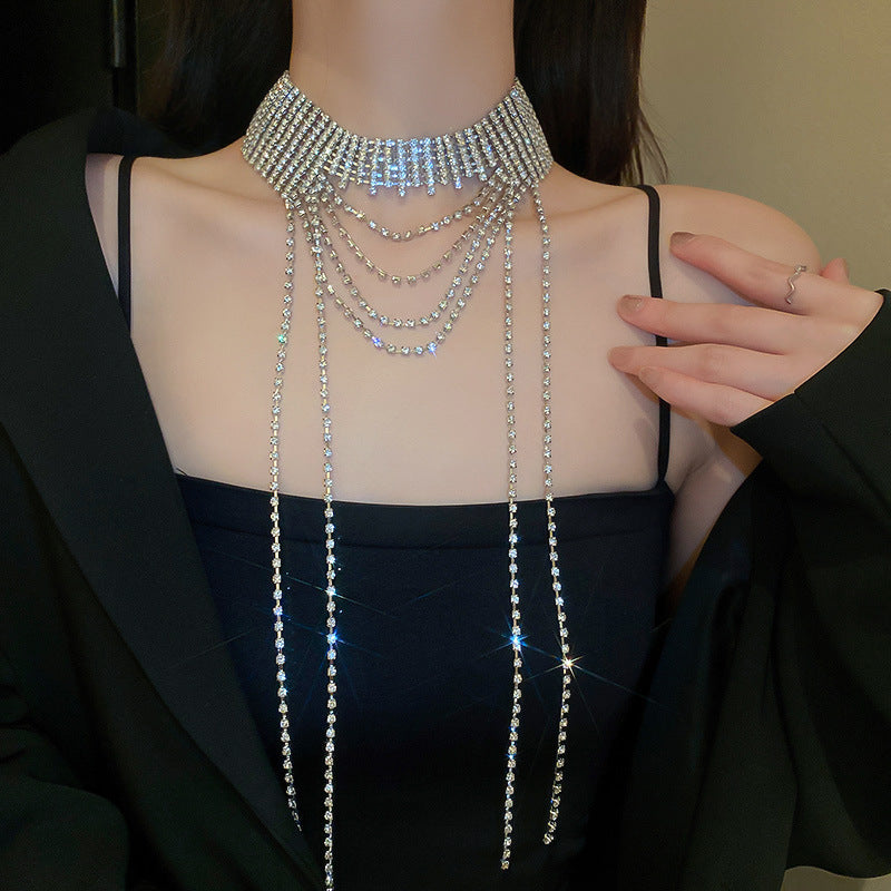 Diamond  jewelry Oval necklace Fashion high touch collarbone chain niche design high-cold-wind styl  necklaces
