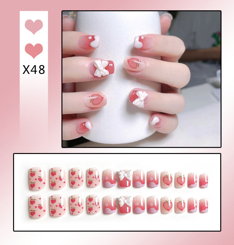 Fashion  nail Handmade Wear Nail Wholesale Internet Hot Diamond in the Debris Butterfly Glitter Nail Tips Finished Product Nail Patch Jelly Glue