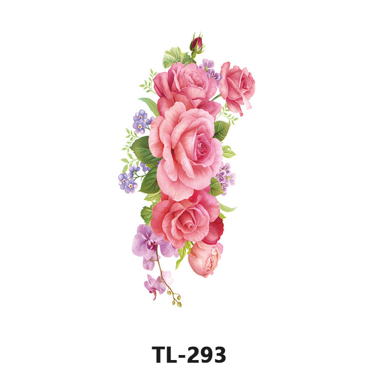 Free shipping Tattoo Factory Wholesale Tattoo Sticker Waterproof Women's Long-Lasting Rose Fresh Flowers Internet Celebrity Big Flower Colorful Plant Tattoo