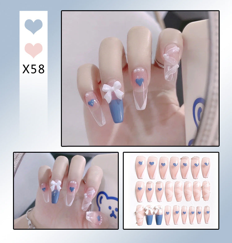 Fashion  nail Fake Nails Crystal Iced Butterfly Nail Art Nail Patch Bow Ballet Rhinestone Nail Beauty Nail Tip Wear Nail