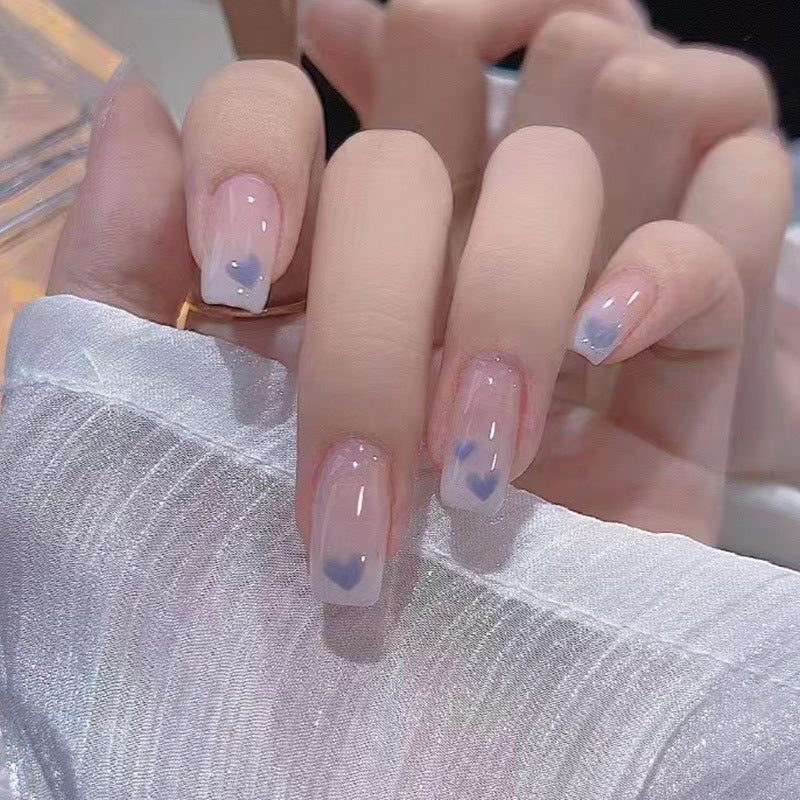 海洋爱心穿戴甲爱心指甲贴片渐变美甲片新款假指甲美甲贴片成品甲
