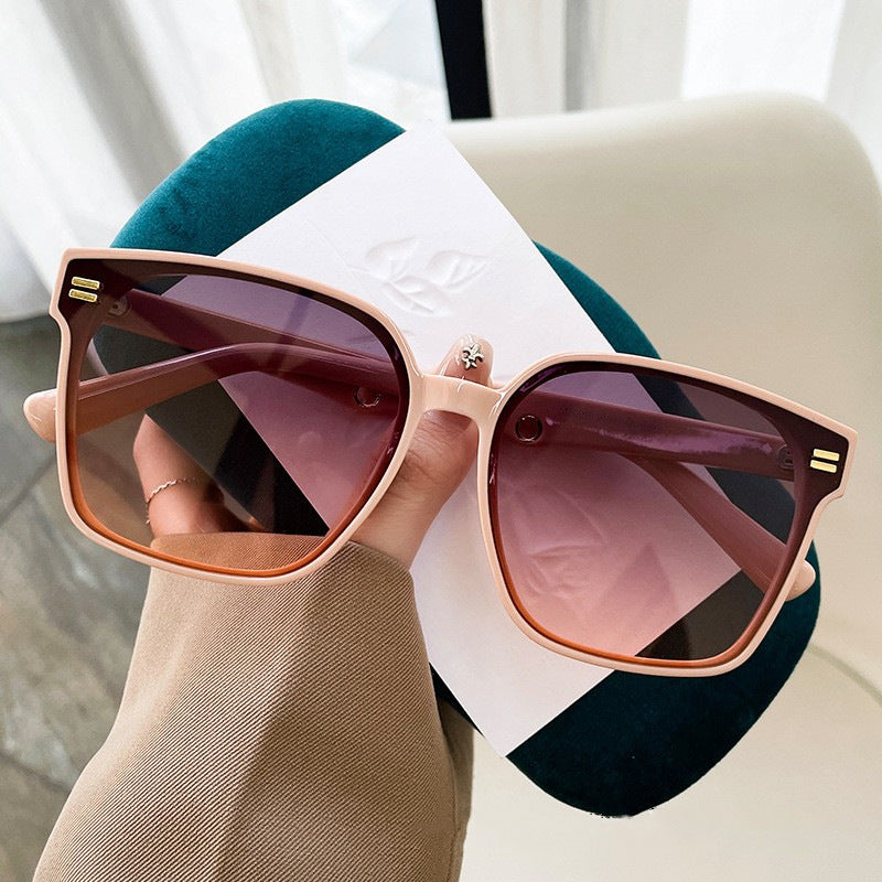 2024 New Mi Nail Square Large Frame High end Sunglasses with Small Red Book, Skinny Appearance, Sunshade for Men and Women Sunglasses Trend