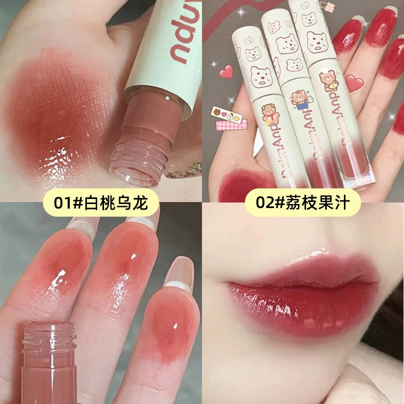 小熊口红唇釉镜面水光玻璃唇蜜持久不掉色沾杯学生显白流行嘟嘟唇口红