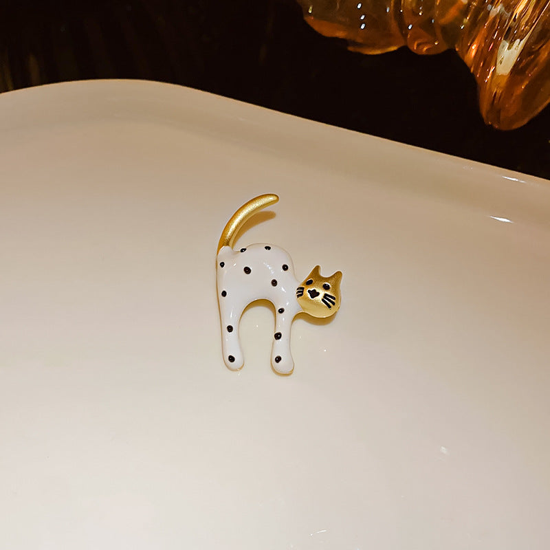 配饰胸针卡通猫咪滴油波点胸针个性甜酷风百搭胸花小众时尚学生饰品批发女