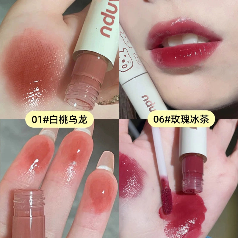 小熊口红唇釉镜面水光玻璃唇蜜持久不掉色沾杯学生显白流行嘟嘟唇口红