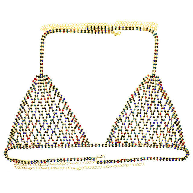 Fashion jewelry Europe and the United States cross-border explosions body chain exaggerated rhinestone bikini chest chain underwear sexy nightclub style body chain