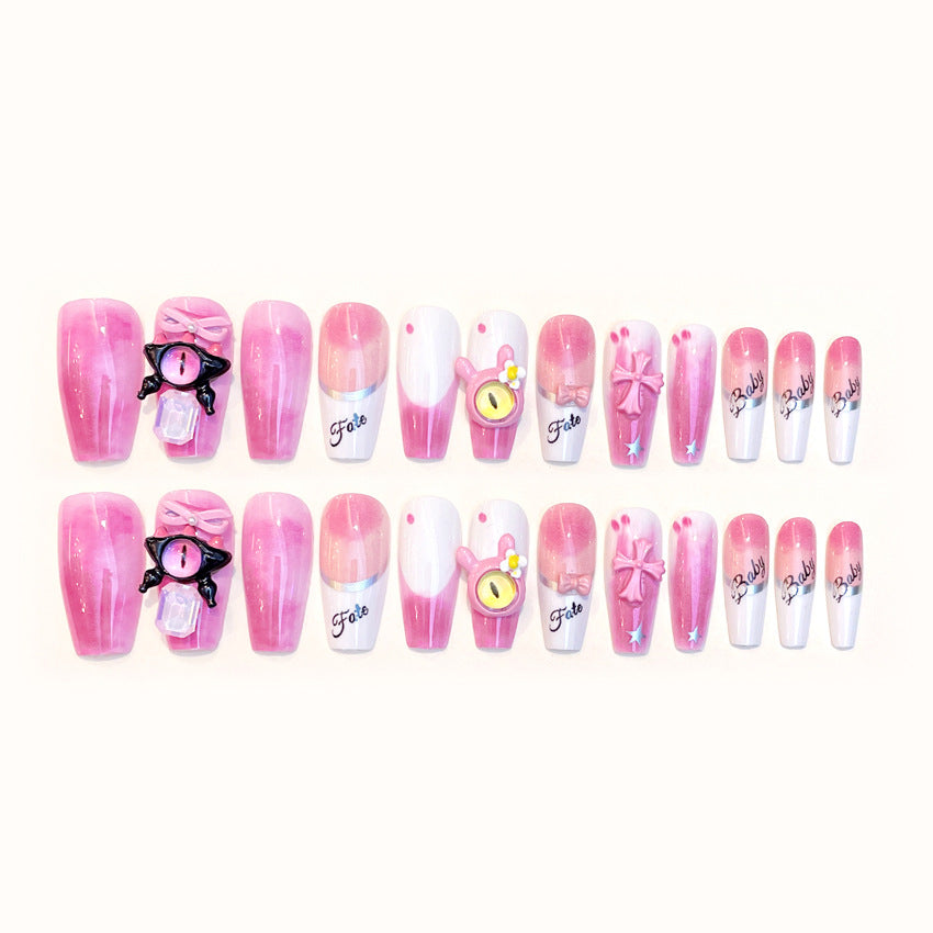 Fashion  nail Dopamine Little Devil Finished Nail Beauty Wear a Little Monster Cross Detachable Fake Nails A56