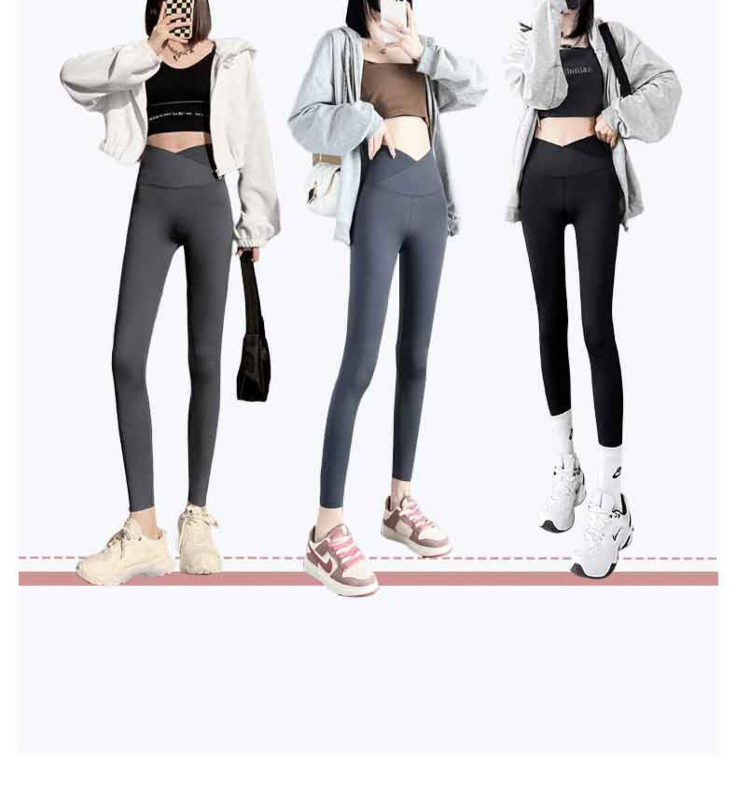 The fifth generation Fashion women's wear Cross Waist Shark Pants   Skinny Yoga Pants High Waist Shaping Yoga Weight Loss Pants Outerwear Leggings