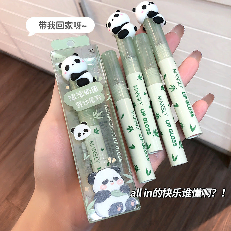 MANSLY熊猫羽纱口红唇彩持久显白显色不沾杯不掉色柔雾唇釉学生女跨境