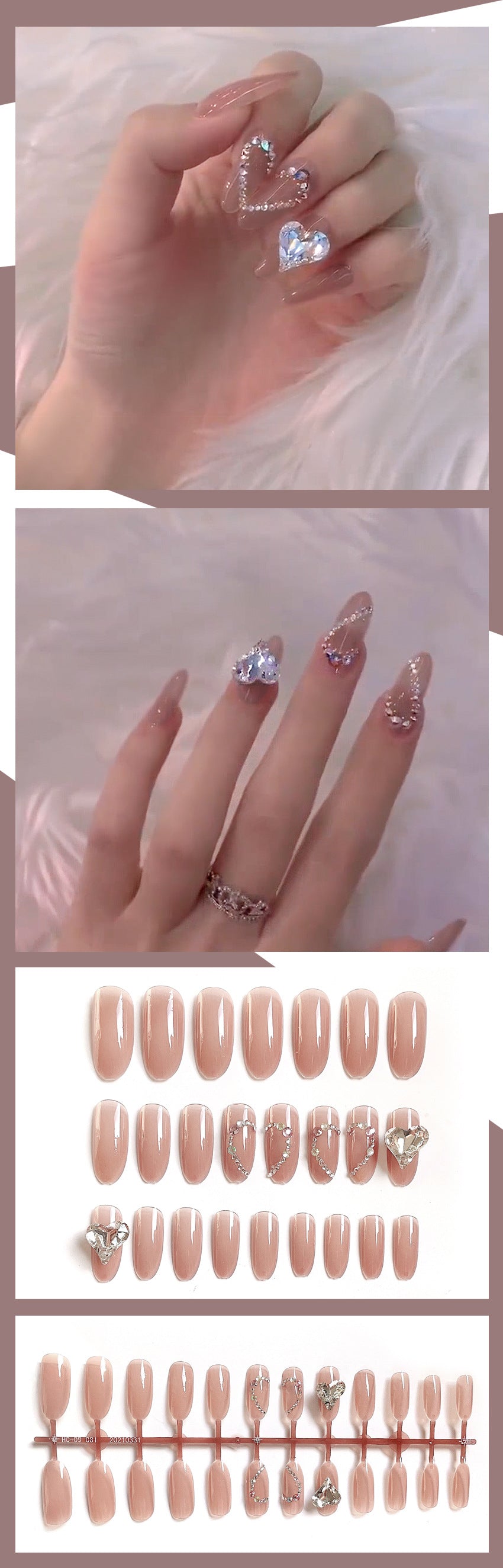 Fashion  nail Wear Armor Nail Stickers Nail Patch Fake Nails Removable Heart Love Heart Nail Tip Nail Sticker X13