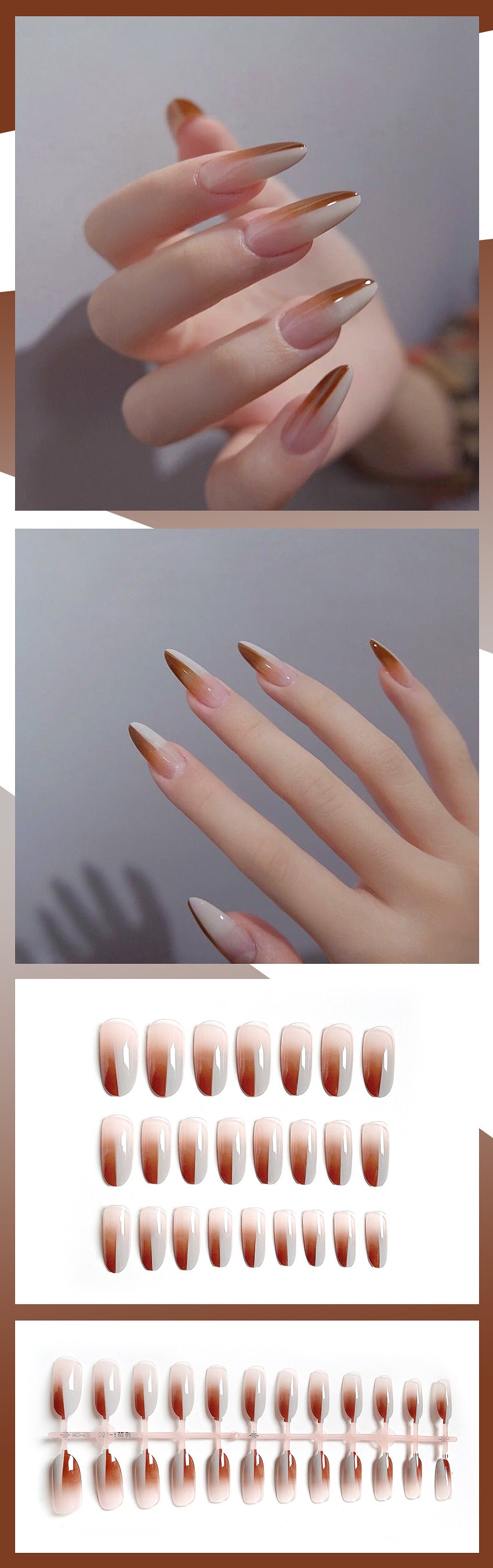 Fashion  nail Wear Armor Nail Stickers Nail Patch Fake Nails Removable Two-Tone Gradient Armor Nail Sticker X24