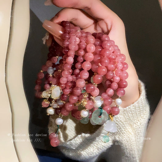 首饰手链圆珠草葫芦贝壳福字手链个性时尚简约百搭手串女莓晶珍珠手饰批发
