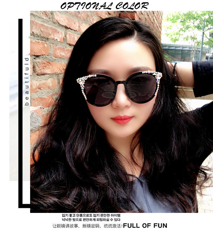 Women's fashion glasses新款GM太阳镜女明星同款网红韩版偏光眼镜圆脸潮镶钻墨镜女