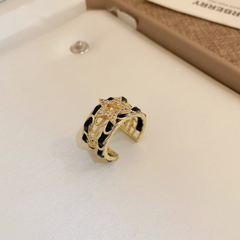 珐琅装饰戒指女小众设计感的独特指环轻奢精致高级感滴油手饰批发