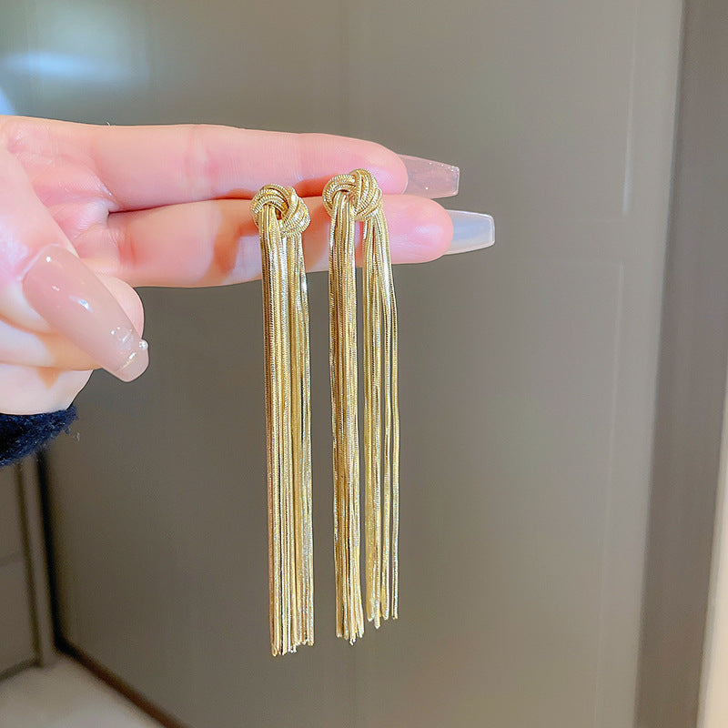 925银针树叶亮片流苏耳环欧美夸张个性耳钉时尚高级感耳饰批发女